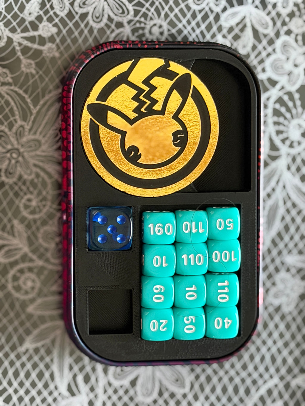 Mini Tin Organizer & Travel Case for Pokemon TCG | Dice Coin Storage | Optional Ability Markers