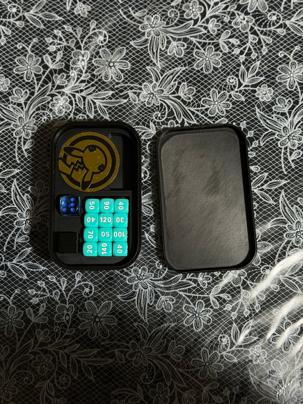 Mini Tin Organizer & Travel Case for Pokemon TCG | Dice Coin Storage | Optional Ability Markers